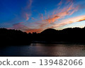 A beautiful sunset over the Nara Nunome Dam, filled to capacity; sunset clouds coloring the sky during the beautiful blue hour (Part 5) 139482066