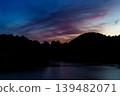 A beautiful sunset over the Nara Nunome Dam, filled to capacity; sunset clouds coloring the sky during the beautiful blue hour (10) 139482071