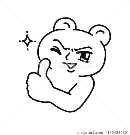一隻英俊的熊眨著眼睛豎起大拇指(線條畫) 一隻英俊的熊眨著眼睛豎起大拇指(線條畫) 139482080