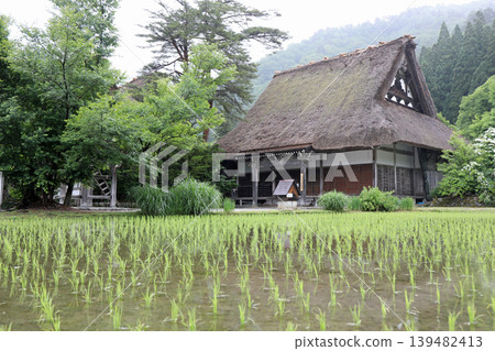 Shirakawa-go on a cloudy spring day Shirakawa-go on a cloudy spring day 139482413