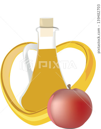 Apple cider vinegar and red apple showing healthy lifestyle Apple cider vinegar and red apple showing healthy lifestyle 139482703