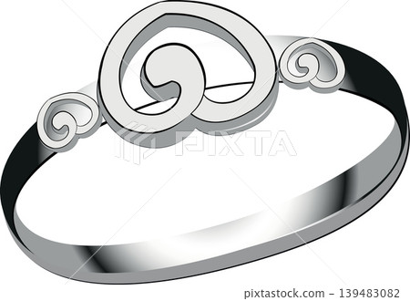 Elegant silver ring with artistic swirl design Elegant silver ring with artistic swirl design 139483082