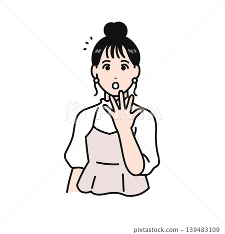 A simple vector illustration of a young woman with a striking updo. A simple vector illustration of a young woman with a striking updo. 139483109