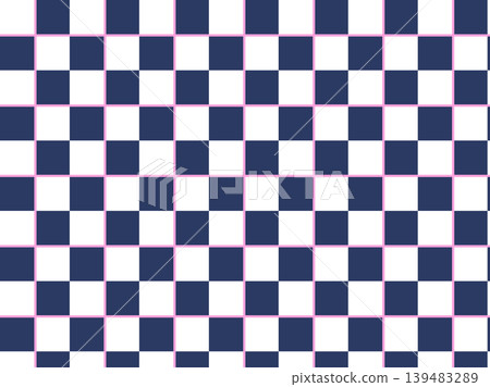 Large, pop and cute seamless background material featuring a white, navy, and pink gingham check pattern. 139483289