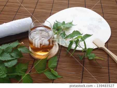 Fan, barley tea, summer image, Japanese style Fan, barley tea, summer image, Japanese style 139483527