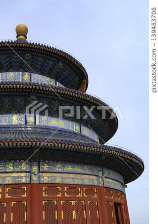Fragment of the exterior decoration of the ancient Temple of Heaven in Beijing, China 139483708