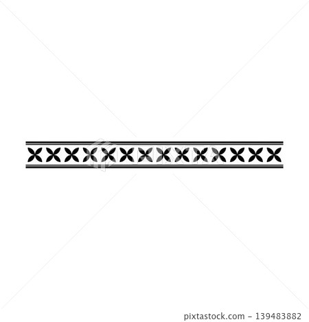 Greek Floral Motif Border Decorative Seamless Ornament Divider Pattern 139483882