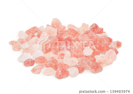 Pink Himalayan salt isolated on white background Pink Himalayan salt isolated on white background 139483974