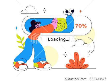 Loading Vector Illustration Featuring Progress Bar Buffering Process Mobile App Upload Status and Digital Waiting Design 139484524