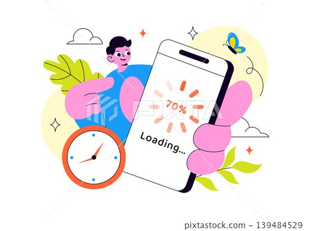 Loading Vector Illustration Featuring Progress Bar Buffering Process Mobile App Upload Status and Digital Waiting Design Loading Vector Illustration Featuring Progress Bar Buffering Process Mobile App Upload Status and Digital Waiting Design 139484529