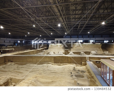 Xi'an, China - Jan 2,2025 : The Terracotta warriors in pit two archaeological site in Xi'an, China on Jan 2,2025. Xi'an, China - Jan 2,2025 : The Terracotta warriors in pit two archaeological site in Xi'an, China on Jan 2,2025. 139484532