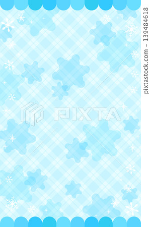 可愛的方格圖案雪花背景相框（直式版） 139484618