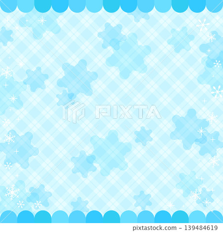 可愛的方形相框，帶有棋盤格圖案和雪花背景。 139484619