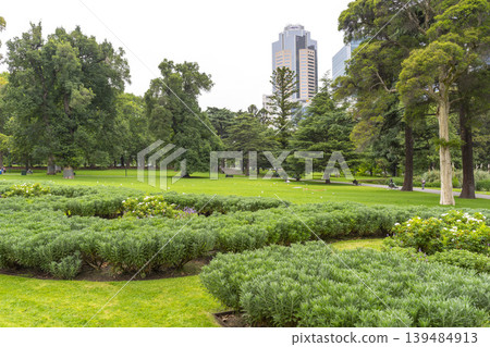 Melbourne, Australia - January 4, 2024 : Unidentified people walking in Carlton Gardens in Melbourne, Australia on January 4, 2024. 139484913