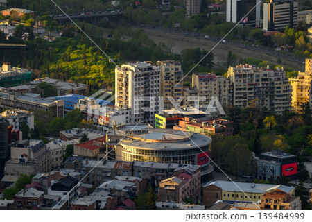 Panoramic aerial cityscape sunset view of Tbilisi, the capital of Georgia Panoramic aerial cityscape sunset view of Tbilisi, the capital of Georgia 139484999