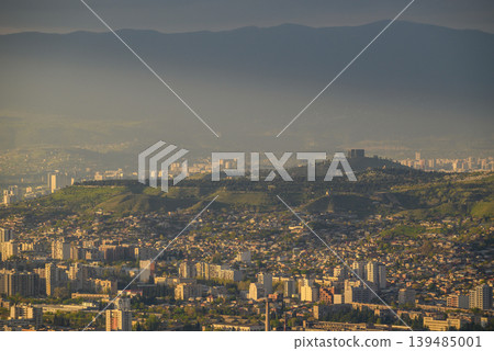 Panoramic aerial cityscape sunset view of Tbilisi, the capital of Georgia Panoramic aerial cityscape sunset view of Tbilisi, the capital of Georgia 139485001
