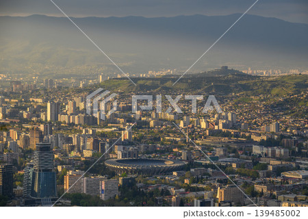 Panoramic aerial cityscape sunset view of Tbilisi, the capital of Georgia Panoramic aerial cityscape sunset view of Tbilisi, the capital of Georgia 139485002