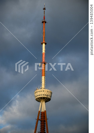 Tbilisi TV broadcasting communications tower located in Mtatsminda Park above Tbilisi, capital of Georgia Tbilisi TV broadcasting communications tower located in Mtatsminda Park above Tbilisi, capital of Georgia 139485004