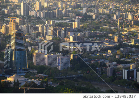 Panoramic aerial cityscape sunset view of Tbilisi, the capital of Georgia Panoramic aerial cityscape sunset view of Tbilisi, the capital of Georgia 139485037