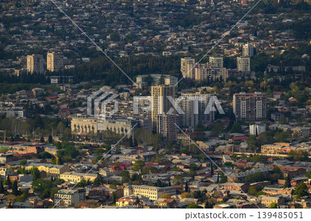 Panoramic aerial cityscape sunset view of Tbilisi, the capital of Georgia Panoramic aerial cityscape sunset view of Tbilisi, the capital of Georgia 139485051