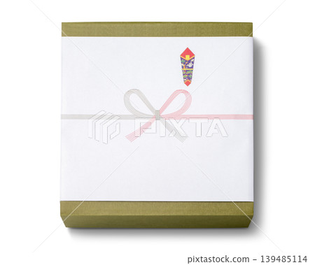 Gift box wrapped in decorative paper Gift box wrapped in decorative paper 139485114
