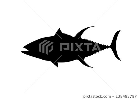 黃鰭鮪魚剪影插圖 - 大型洄游魚類素材 黃鰭鮪魚剪影插圖 - 大型洄游魚類素材 139485787