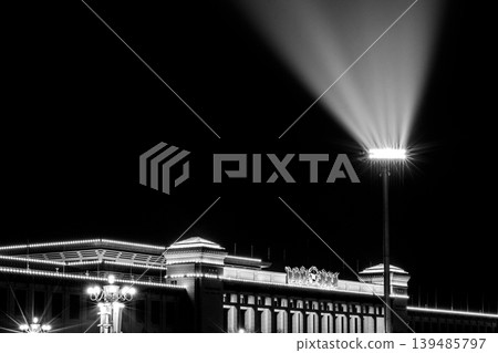 Black and white night view of The National People's Congress in Beijing, China Black and white night view of The National People's Congress in Beijing, China 139485797