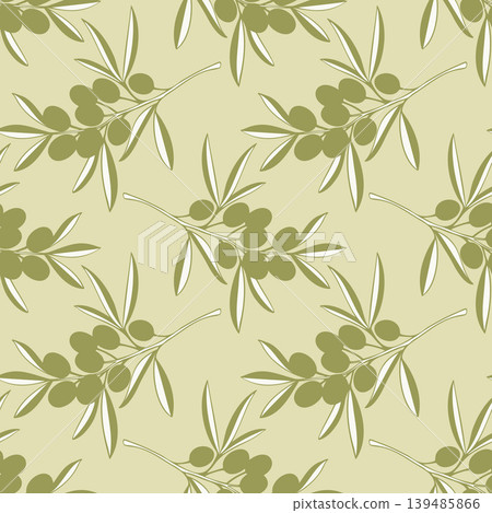 mediterranean olive branch pattern with green fruits and leaves in sage and white palette for olive oil packaging, kitchen textile, and organic beauty branding mediterranean olive branch pattern with green fruits and leaves in sage and white palette for olive oil packaging, kitchen textile, and organic beauty branding 139485866