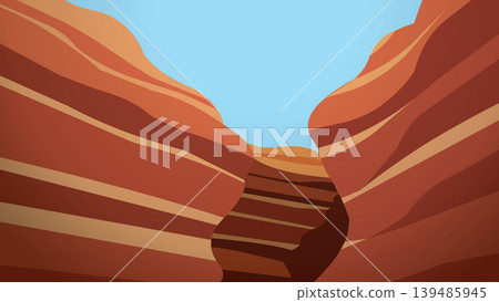 Vast American Sandstone Desert Flat Design Illustration Landscape 139485945