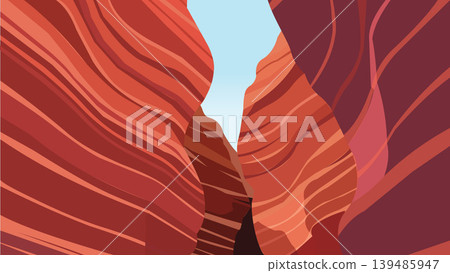 Deep Slot Canyon Flat Design Illustration Landscape Deep Slot Canyon Flat Design Illustration Landscape 139485947