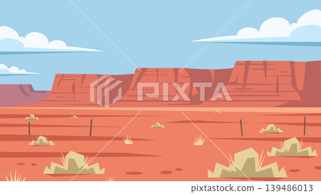 Open Valley Desert Flat Design Illustration Background 139486013