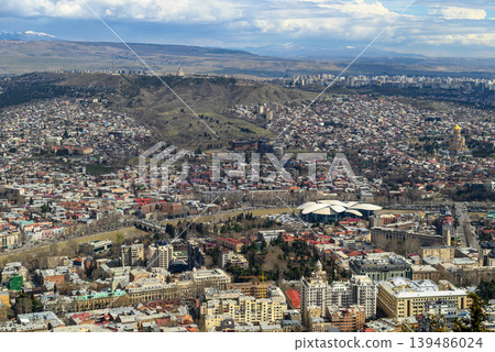 Aerial cityscape view of Tbilisi, the capital of Georgia Aerial cityscape view of Tbilisi, the capital of Georgia 139486024