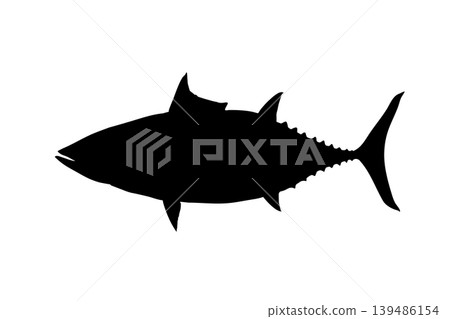 鰹魚剪影插圖(藍色魚形素材) 鰹魚剪影插圖(藍色魚形素材) 139486154