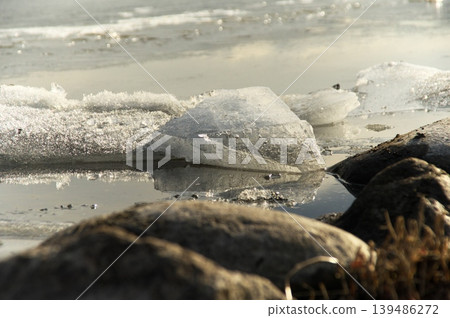 Lake Suwa is frozen over. Lake Suwa is frozen over. 139486272