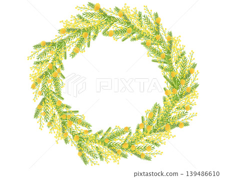 Mimosa wreath illustration Mimosa wreath illustration 139486610