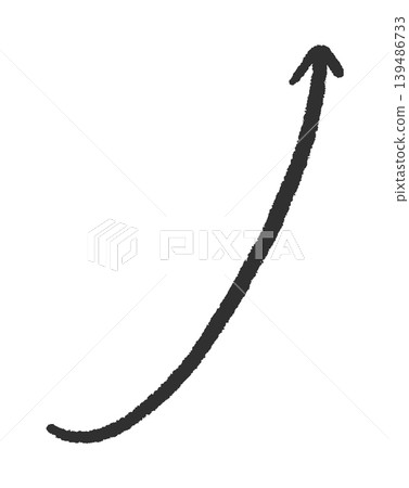 A hand-drawn black upward-pointing arrow that rises sharply - a simple and cute decorative element for upward, rapid ascent, increase, and growth. 139486733