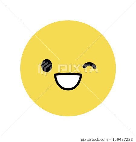 簡單的眨眼表情圖示 - 插圖素材 139487228