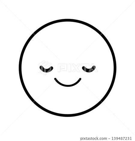 閉眼的簡單人臉圖示 - 插畫素材 139487231