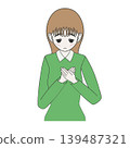 A woman, saddened that her feelings were not reciprocated, places her hand on her chest and looks down. 139487321