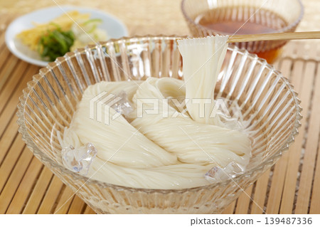 A classic Japanese summer noodle dish: cold somen noodles A classic Japanese summer noodle dish: cold somen noodles 139487336