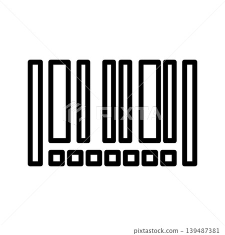 Simple line art vector illustration of a barcode icon. 139487381