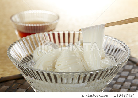 A classic Japanese summer noodle dish: cold somen noodles A classic Japanese summer noodle dish: cold somen noodles 139487454