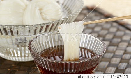 A classic Japanese summer noodle dish: cold somen noodles A classic Japanese summer noodle dish: cold somen noodles 139487455
