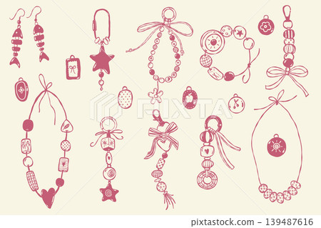 Handmade clay bead jewelry collection with boho charms and accessories Handmade clay bead jewelry collection with boho charms and accessories 139487616