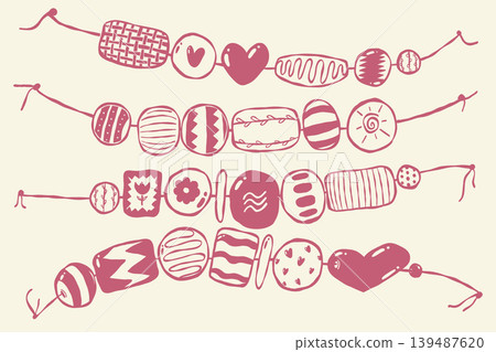 Polymer clay bead bracelet collection with handmade boho jewelry charms 139487620