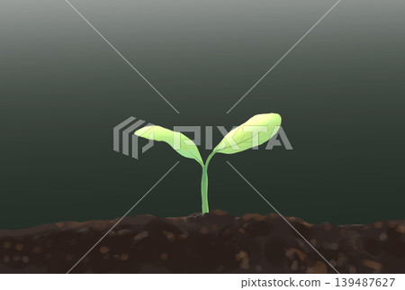 Illustration of a new shoot sprouting from the soil. 139487627