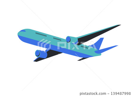 Simple blue airplane vector illustration. Summer holiday travel concept graphic element and icon. Simple blue airplane vector illustration. Summer holiday travel concept graphic element and icon. 139487998