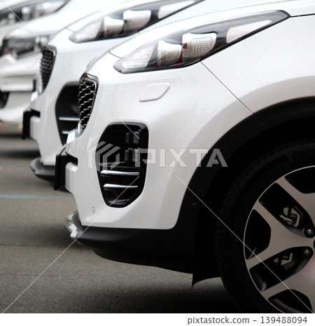 White car lined up on the asphalt stock photo White car lined up on the asphalt stock photo 139488094