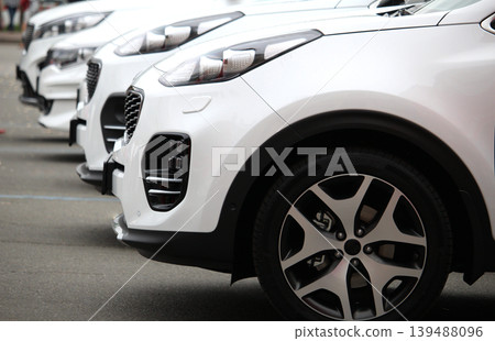 White cars staying in line outdoor free stock image White cars staying in line outdoor free stock image 139488096