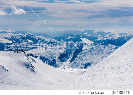 Gudauri Ski Resort Georgia, Snowy Winter Mountain Landscape winter Gudauri Ski Resort Georgia, Snowy Winter Mountain Landscape winter 139488146